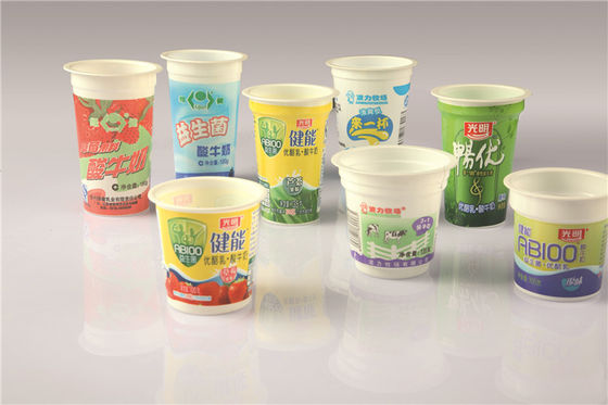 Plástico de encargo disponible/PP/picosegundo de tazas del yogur con la etiqueta impresa del encogimiento